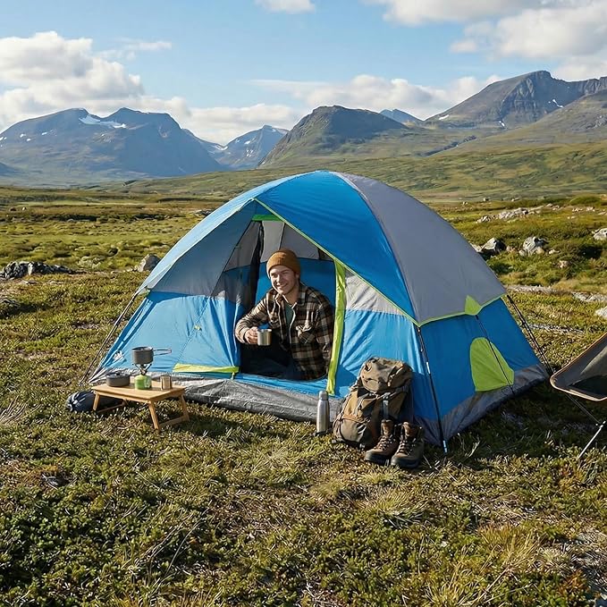 OLIXIS Camping Tent 2/4 Person Waterproof Windproof Dome Tent with Multi-Directional Ventilation Quick 5 Min Setup for Family Outdoor Backpacking Hiking