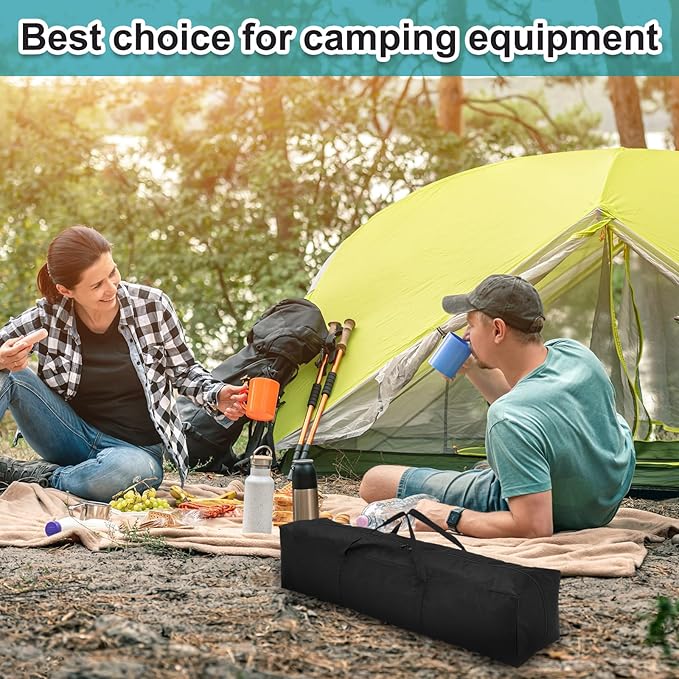HARFINGTON 2pcs Camping Chair Replacement Bag 47.2 x 7.9 Folding Chair Carry Bag Oxford Cloth Storage Tent Bag with Handle Strap for Travel Outdoor Camping Sports Black