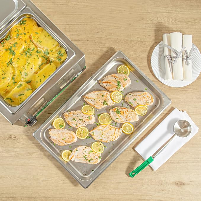 Restaurantware-Kitchen Tek Full Size Steam Table Pans 12 Anti-Jam Steam Pans - Lids Sold Separately 1.2” Deep 24 Gauge Stainless Steel Hotel Pan Freezable For Catering Events And Parties