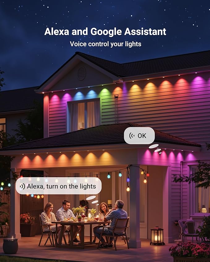 Permanent Outdoor Lights 100ft RGBICWWPW Christmas Lights with 72 Triple-LED IP67 Waterproof 45lm Tunable White for Christmas Decorations Daily and Holiday Works with Alexa Google Assistant