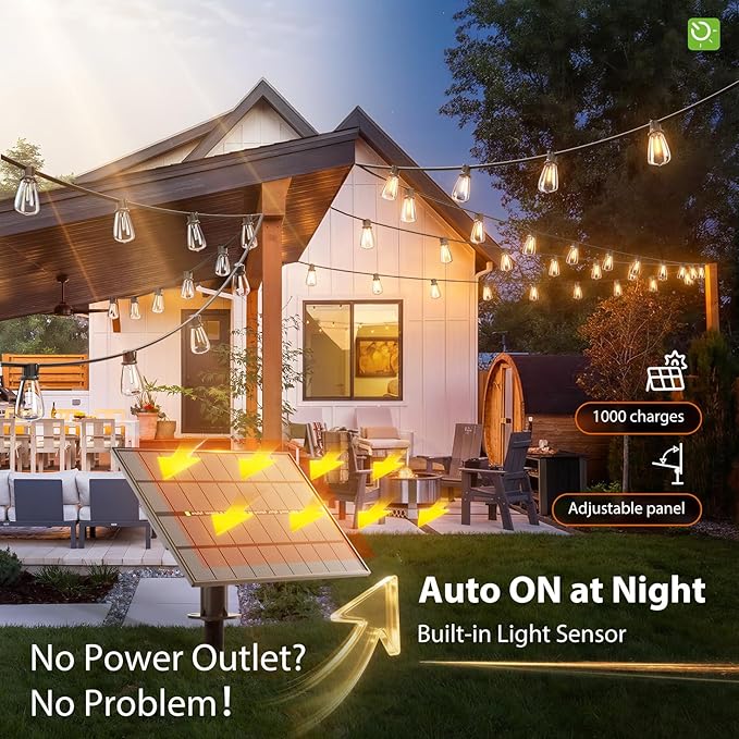 KYY 198FT(192+6) Solar String Lights Outdoor Waterproof with USB Charging &amp Remote Dimmable &amp Timable Solar Powered Patio Lights with LED Shatterproof Bulbs for Deck Backyard Porch Garden Ca