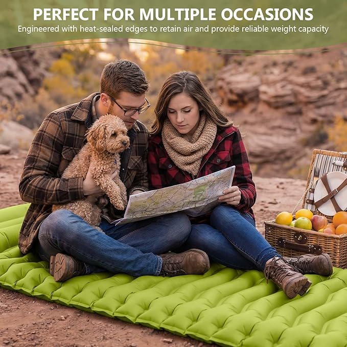 Sleeping Pad Ultralight Camping Mattress with Pillow Built-in Foot Pump Inflatable Sleeping Pad Compact for Camping Backpacking Traveling Hiking Tent SingleGreen