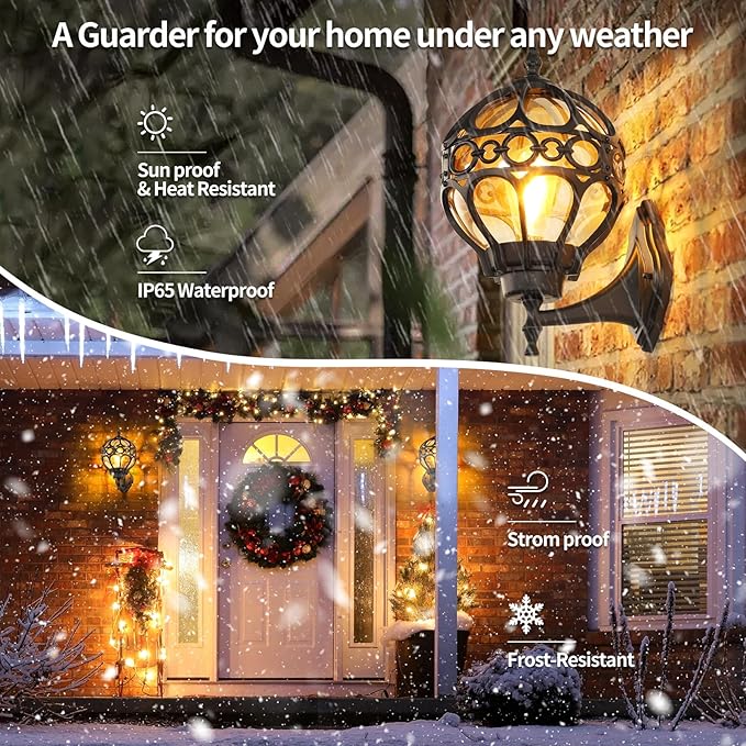 Globe Outdoor Wall Lights Fixtures Anti Rust Black Sphere Porch Wall LightAluminum Waterproof Outside spherical hardwired Lights for House Patio Porch Backyard Garage Front Door No SensorGeneral