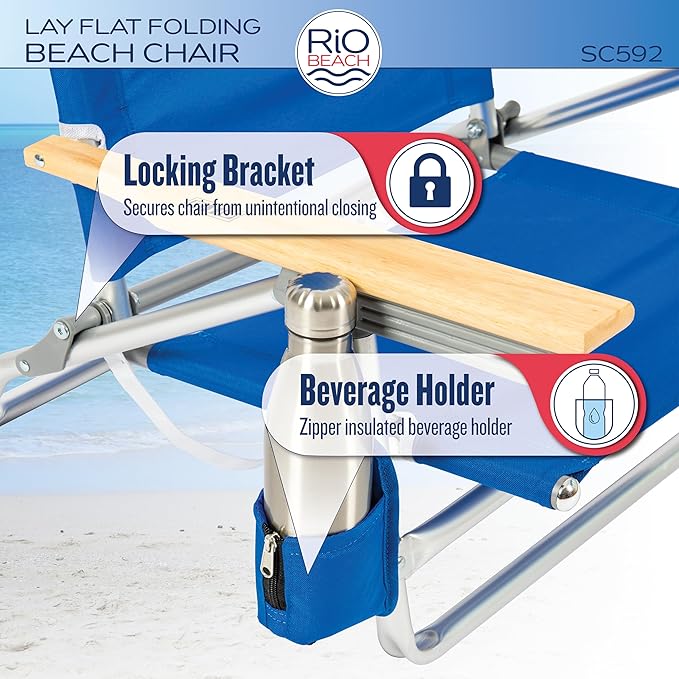 Rio Beach Classic 5-Position Lay-Flat Folding Beach Chair