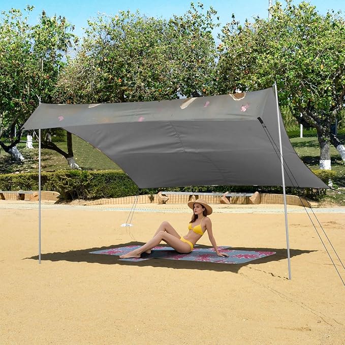 Beach Tent Sun Shelter Rabbits Playing Lightweight &amp Easy Setup Beach Shade Canopy for Camping Fishing