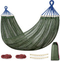 Outerman Camping Hammocks 290 * 150cm(Max 550lb)Breathable Soft Nylon Hammocks with Balance Beam Sturdy Metal Knot Tree Ropes and Travel Bag Perfect for Outdoor/Indoor Patio Backyard etc.