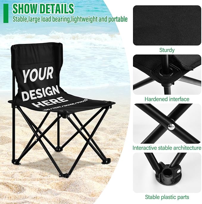 Folding Camping Chairs Folder Your Own Design Custom Portable Lightweight Foldable Chair Print On Demand