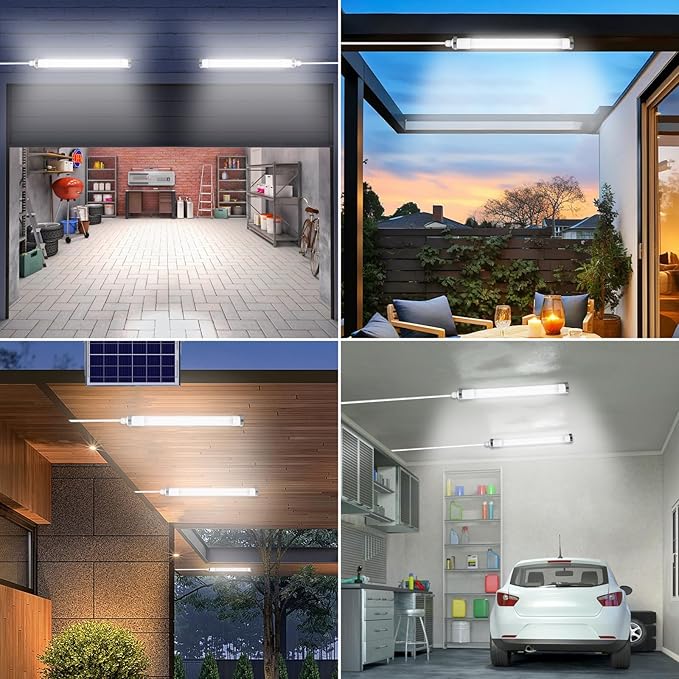 MEIHONG 2 Pack Solar Chicken Coop Lights with Timer | Dimmable LED Solar Shed Lights IP66 Waterproof &amp 16.4ft Cord | with Dusk to Dawn Sensor | Hanging Ceiling Light for Poultry Farms Coops
