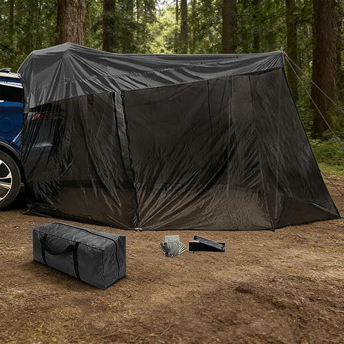 SUV Tent - Mesh/PU Waterproof Sun Protection Canopy126x78x76.7 Inch Windproof Portable SUV Tailgate Tent Vehicle Rear Hiking Traveling