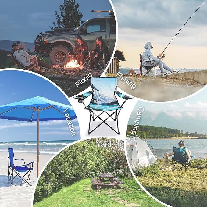 Northroad 2 Pack Camping Chairs Portable Camp Chairs Folding Lawn Chairs with Cup Holder for Outdoor Camping Hiking Travel Patio Beach Picnics