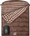 0 Degree Flannel Double Sleeping Bag for Adults Couples or Family - Winter Queen Size Waterproof &amp Warm 2-Person Sleeping Bag for Cold Weather Camping RV Travel