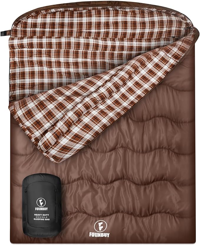 0 Degree Flannel Double Sleeping Bag for Adults Couples or Family - Winter Queen Size Waterproof &amp Warm 2-Person Sleeping Bag for Cold Weather Camping RV Travel
