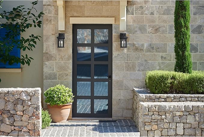 Westinghouse 6120800 Burnham Craftsman-Style One Light Outdoor Wall Fixture Textured Black Finish Clear Seeded Glass