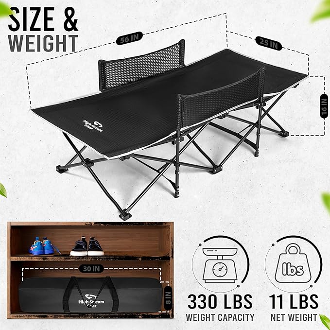 Toddler Cot Bed: Kids Travel Camping and Portable Folding Cot Great for Outdoors and Young Guests at Home. Comfortable Sleeping Bed Easy to Store and Use (White)