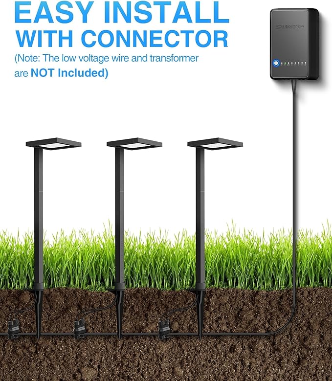 SUNVIE 3CCT Low Voltage Pathway Lights Wired Pathway Lights Outdoor 5W 3000K Anti Glare LED Low Voltage Landscape Lighting Waterproof Landscape Path Lights for Walkway Backyard Garden Patio 4 Pack