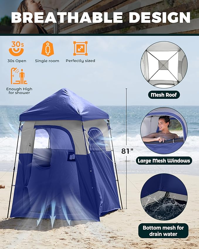 KingCamp Instant Shower Tent Portable Superior Stable Privacy Shelter Large Room Outdoor Toilet Tent with Floor for Beach Camping &amp Hiking Setup in Under 60s