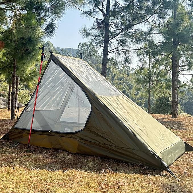 Outdoor Mesh Cabin - Backpacking Tent Single Lightweight Hiking | Heavy-Duty Portable Shelter Awning Quick Assembly Trail Dome Picnic Camp with Backyard Scenario