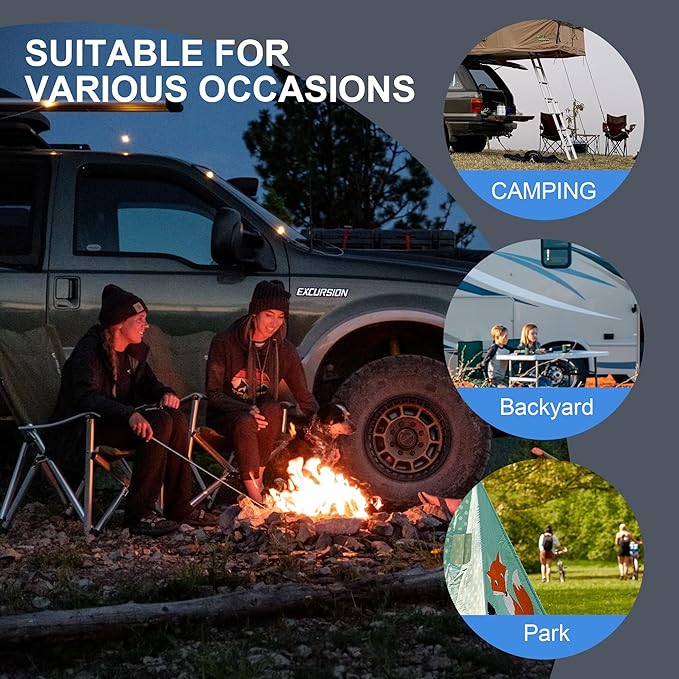 Lightweight Folding Hard Arm Camping ChairMesh BackHeavy DutyPadded Backpack Camp Chair w/Cup HolderCooler Bag for Adults Garden PartiesGrey