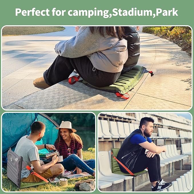 EULANT Lightweight Inflatable Folding Seats for Camping Chair with Back Support and Adjustable StrapsFoldable Bleacher Chairsfor Camping Hiking Sporting Events and Park