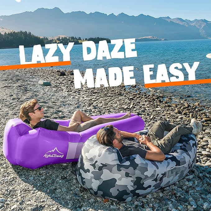 AlphaBeing Inflatable Lounger Beach Chair Accessories Air Sofa Hammock Inflatable Couch for Camping Backyard Lakeside with Compression Sacks Ideal Outdoor Gifts for Adults