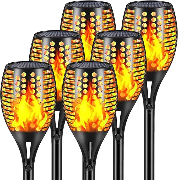 Aityvert Upgraded Larger Solar Torch Lights Waterproof Outdoor Dancing Flames Light Flickering Flames Garden Light Landscape Decoration Pathway Patio Lights 43 96 LED (6 Pack)