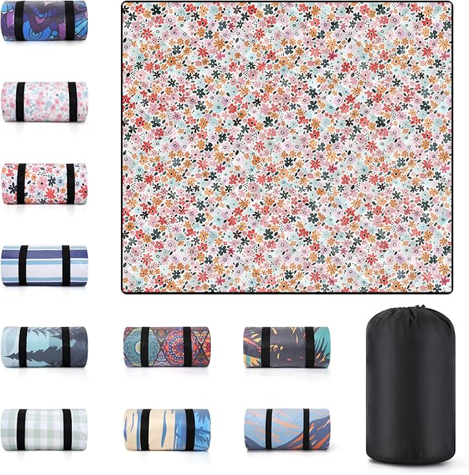 60x80 Picnic Blankets Outdoor Beach Blanket Water Sand Resistant Folding Grass Lawn Concert Park Yard Sitting Mats Backpack Motorhome Rv Camping Essential Campers Patio Garden Gifts Things