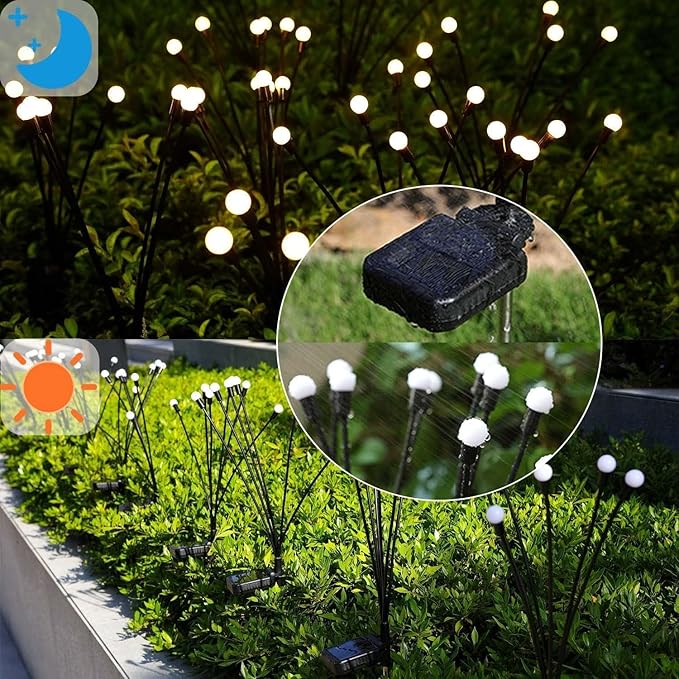 Solar Garden Lights Outdoor 10 Pack 60 LED Solar Firefly Lights Swaying Waterproof Garden Decor for Yard Patio Pathway Lawn Gardening Gifts