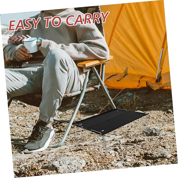 Happyyami 1pc Folding Portable Table Lightweight Detachable Picnic Desk Multi-Functional Outdoor Tea Table Easy to Clean for Camping Travel and Picnics Black