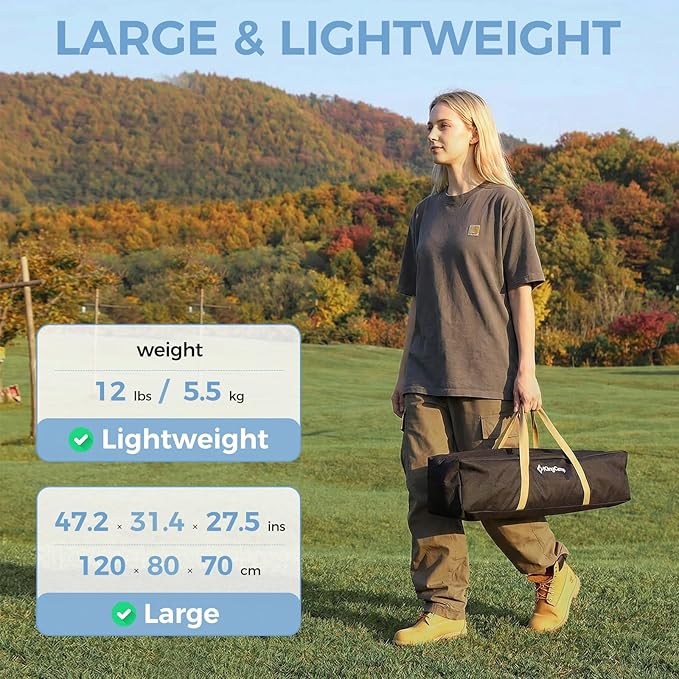 KingCamp Camping Table Roll up Aluminum Folding Table Lightweight Large Portable Foldable Camp Table for Picnic Camping Barbecue Backyard Beach Tailgate Indoor Outdoor 4-6 Person Support 176lbs