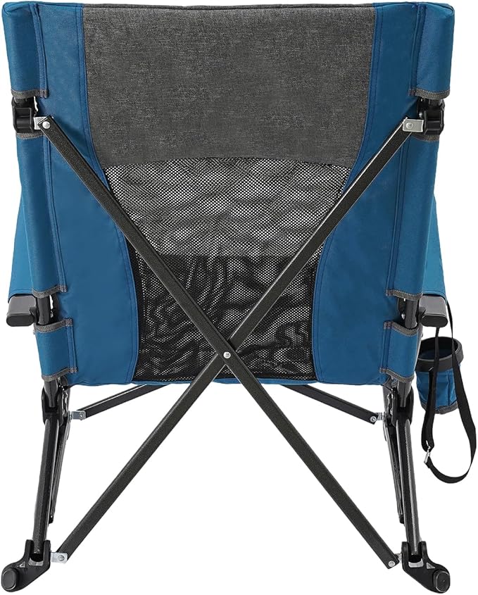 Folding Camping Rocking Chair Portable Outdoor Rocker Chair with Cup Holder for Picnic Outside Backyard Patio Lawn Garden