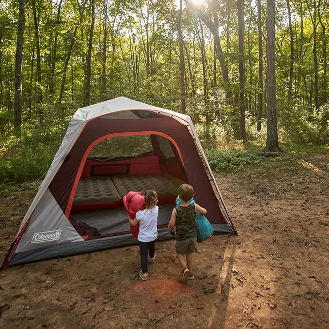 Coleman Skylodge Camping Tent with Instant Setup 4/6/8/10/12 Person Weatherproof Family Tent with Pre-Attached Poles Convertible Screen Room and Room Divider Sets Up in About 1 Minute