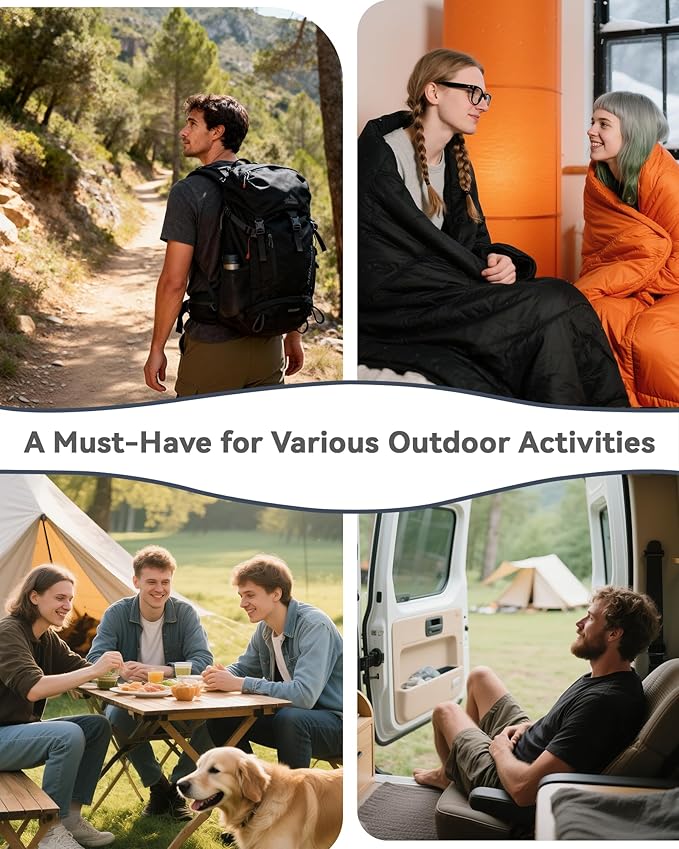 Camping Blanket Ultralight 3 Season Waterproof &amp Windproof Packable Outdoor Blanket for Camping Hiking Backpacking HammockStadium Picnics（Black）