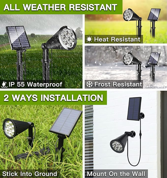 MEIHONG Solar Spot Light Outdoor Waterproof LED Landscape Lights Dusk to Dawn 2-in-1 Solar Spotlight Solar Powered Accent Lights for Garden Porch Walkway Patio (4 Pack)