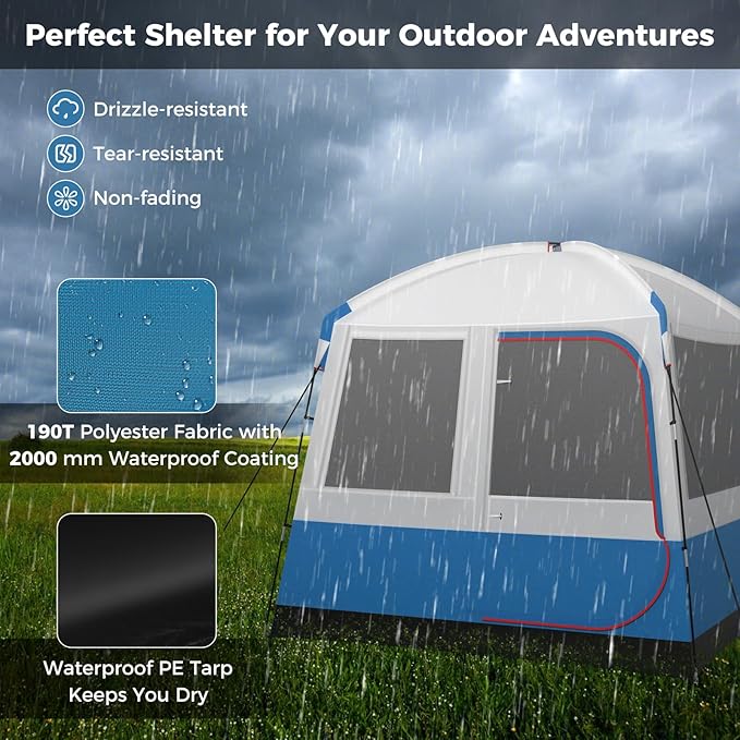 Tangkula 5 Person Camping Tent Portable Backpacking Tent with Removable Rainfly Floor Mat 3 Mesh Walls &amp Zippered Doors Carrying Bag Family Dome Tent for Camping Hiking Traveling Picnic