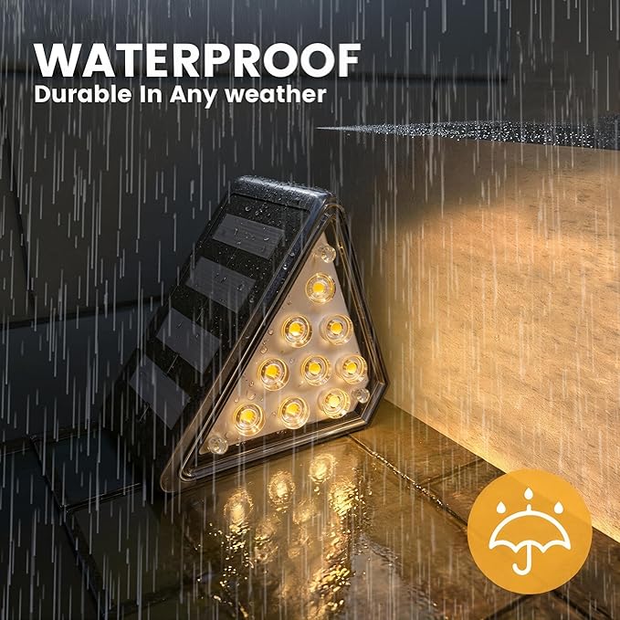 LED Solar Step Lights Outdoor IP67 Waterproof Auto On/Off Solar Decoration Lights Perfect Fit for Stair Corners - Decor &amp Safety Lighting for Deck Yard Patio Porch (8 Pack)