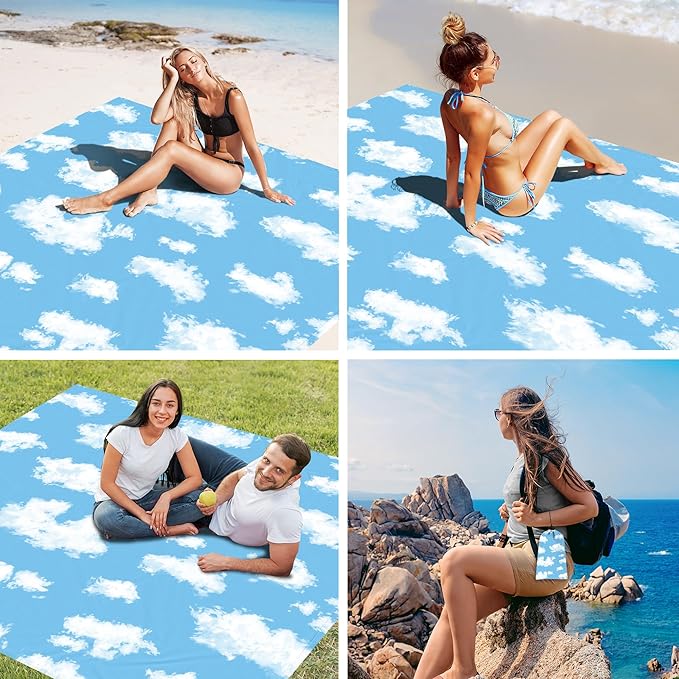 Beach Blanket 78''×86'' Waterproof Sandproof Beach Mat Lightweight Outdoor Picnic Blanket for Travel Camping Hiking