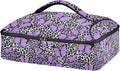 Casserole Carrier Leopard Print Pattern Purple ButterfliesInsulated Casserole Carrier for Hot or Cold Food Thermal Lunch Tote for Potluck Parties Picnic Fits 9 x 13 Inches Baking Dish