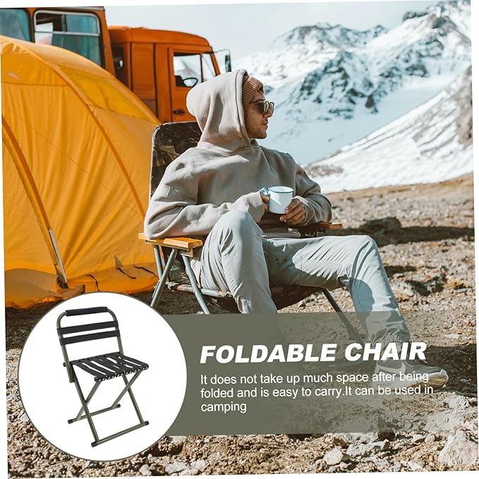 Happyyami 1pc Portable Foldable Fishing Stool Lightweight Camping Chair for Outdoor Activities Non- Support Easy to Carry for Picnics and Hiking Green Color