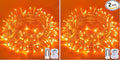 JMEXSUSS 33ft 100 LED Orange Christmas Lights Battery Operated Christmas Lights Orange String Lights with Remote Indoor Outdoor Waterproof for Fall Xmas Decorations (Pack of 2)