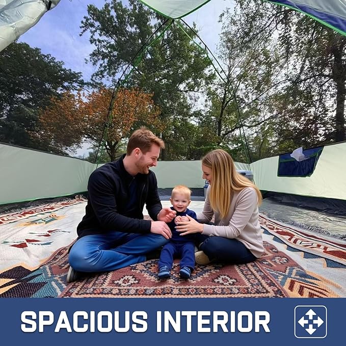 Happy Travel Camping Tent 4/6 Person Dome Tents for Camping with Rainfly Waterproof Clip Easy Setup Portable Family Tent with Mesh Windows 20% More Headroom Backpacking Tents for Camping &amp Hiki