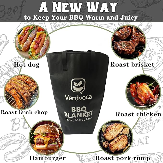 16L Orange Collapsible BBQ Prep Tub with Locking Lids &amp 21 Inch Tyvek Black BBQ Blanket for Resting Meat