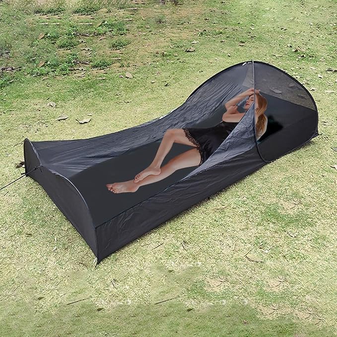 One Person Up Tent Bivy Tent Foldable Single Person up Tent Waterproof Moisture Proof Fine Mesh Tent Portable Bug Net for Camping Outdoor 82.7x41.3x27.6 Black