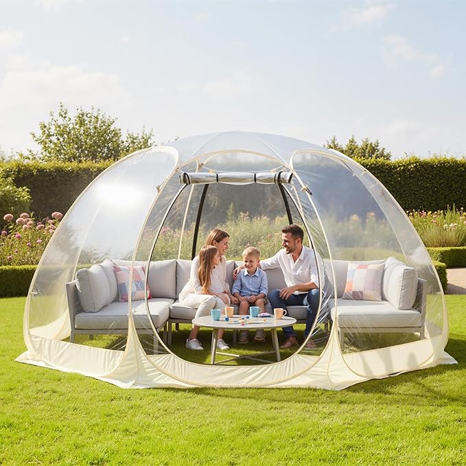 Pop Up Bubble Tent 12 x 12 FT Instant Igloo Tent Suitable for 8-10 People Screen House for Patios Cold