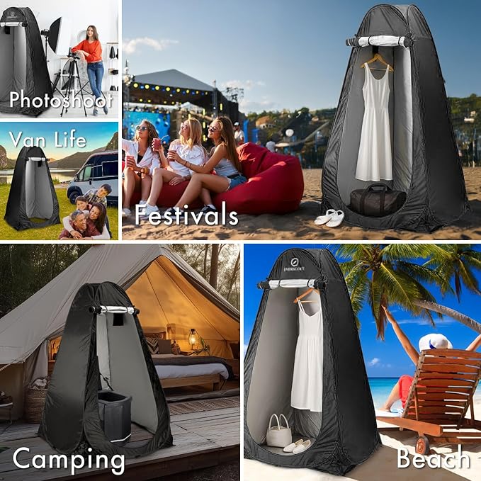 Portable Pop-Up Privacy Tent – Black/Green &amp Carry Bag. Outdoor Shower Toilet and Changing shelter. Water-Repellent Compact UV-Protective. Privacy Tent for Camping Beach Hiking and Festival
