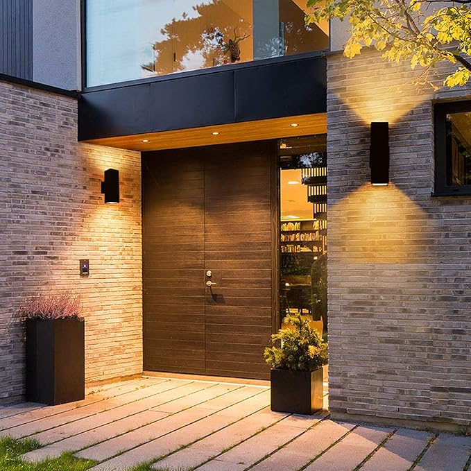 Outdoor Wall Lights 2 Pack Waterproof Exterior Lighting Fixtures Anti-Rust Outdside Light Fixture Black Aluminum Porch Lights for Garage House