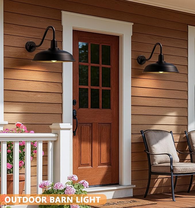 Large 18 Outdoor Gooseneck Barn Lights Farmhouse Style Outdoor Gooseneck Lights for Porch Shed Entryway - 2 Pack