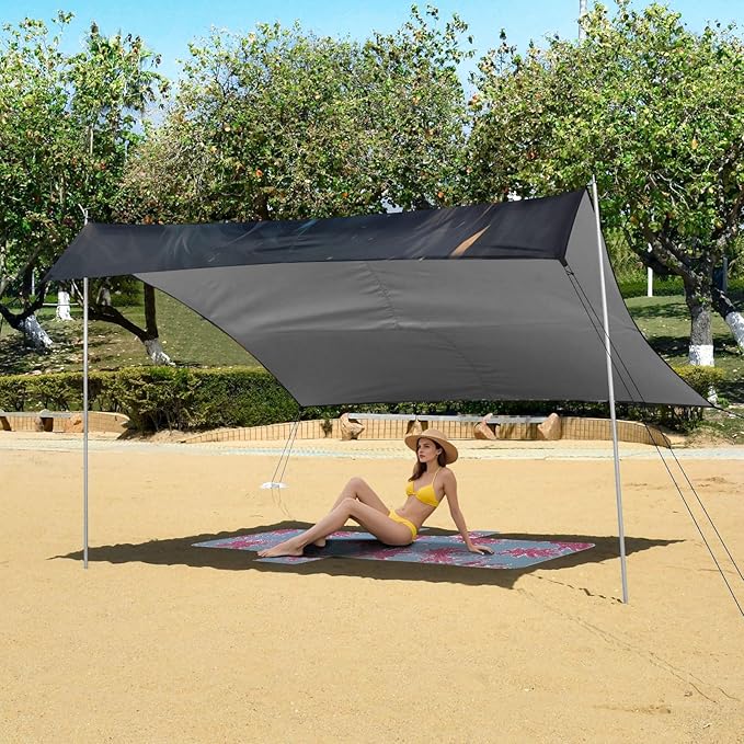 ALAZA Wolves Fighting Beach Tent Sun Shelter UPF50+ Protection Beach Shade Canopy w/ 4 Sandbags for Outdoor Camping Fishing Backyard Fun Picnic 10x9 ft