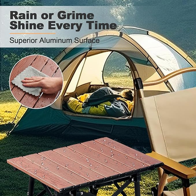 Odoland Folding Camping Table 15.75 x 11.81 Adjustable Height Small Portable Beach Table with Storage Bag for Outdoor Camp Cooking Picnic Travelling Backyards Fishing