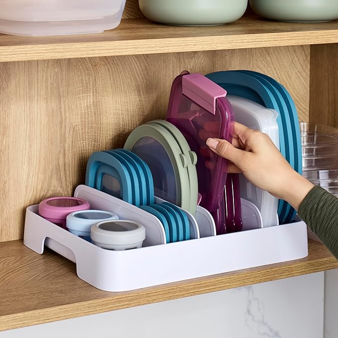 YouCopia StoraLid Adjustable Food Container Lid Organizer for Kitchen Cabinet Storage Large 24 Lids Premium Edition