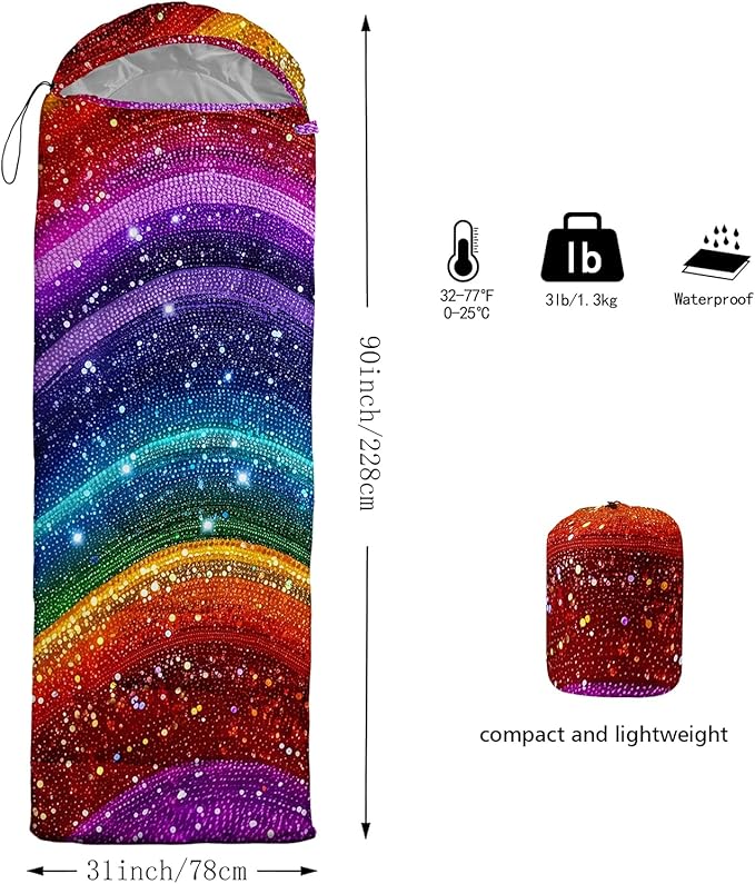 AILONEN Cartoon Camping Sleeping Bag for Boys Girls AdultsLightweight &amp Waterproof3 Season Warm &amp Cold WeatherPortablePrinted Sleeping BagTravelingCampingHiking
